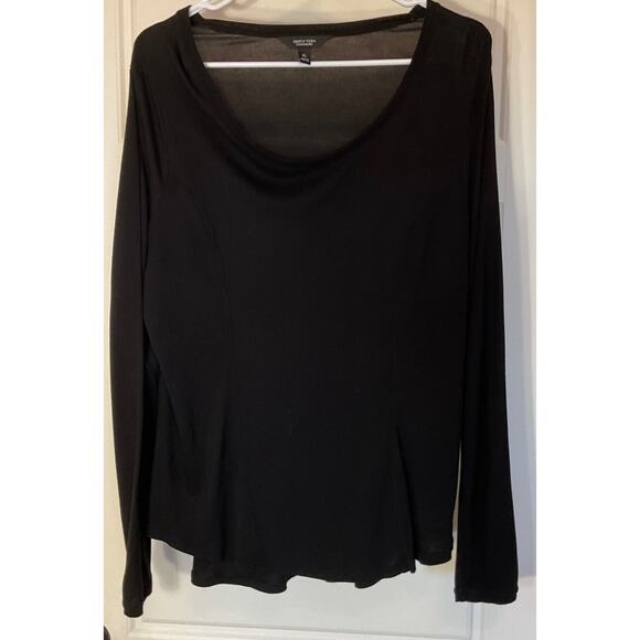 Simply Vera Black Lightweight Semi Sheer Longsleeve W/ Princess Seams Top XL - Picture 1 of 7